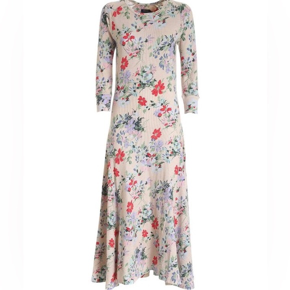 Polo Ralph Lauren Dresses & Skirts - NWT POLO RALPH LAUREN Floral print knitted cotton dress in beige  Size XL